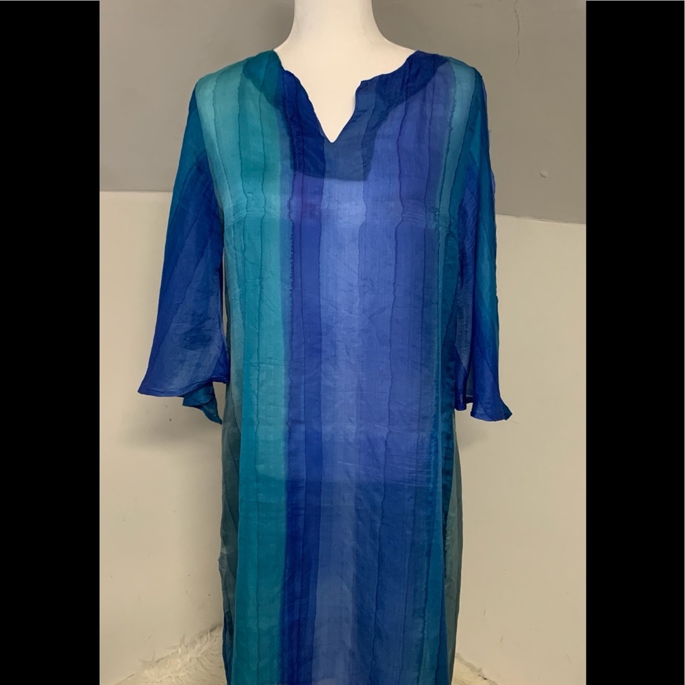 Blue Island 100% Pure silk Cover up